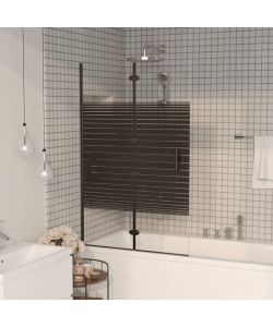 Pannello Doccia Pieghevole in ESG 80x140 cm Nero