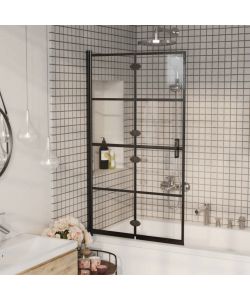 Pannello Doccia Pieghevole in ESG 80x140 cm Nero