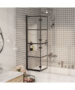 Pannello Doccia Pieghevole in ESG 80x140 cm Nero