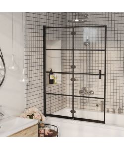 Pannello Doccia Pieghevole in ESG 100x140 cm Nero