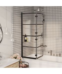 Pannello Doccia Pieghevole in ESG 100x140 cm Nero