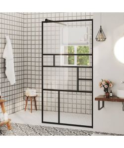 Parete Doccia Walk-in in Vetro Trasparente ESG Nera 80x195 cm