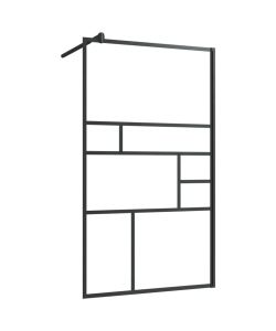 Parete per Doccia Walk-in Vetro Trasparente ESG 90x195 cm Nera