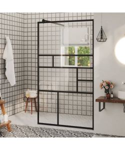 Parete per Doccia Walk-in Vetro Trasparente ESG 90x195 cm Nera