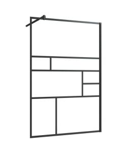 Parete Doccia Walk-in in Vetro Trasparente ESG Nera 115x195 cm