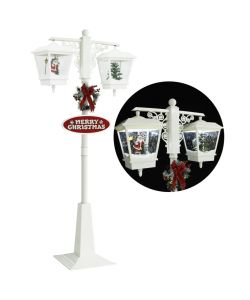 Lampione Natalizio Babbo Natale Bianco Rosso 81x40x188 cm PVC