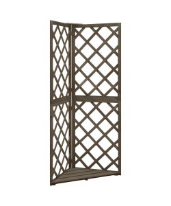 Graticcio Angolare Grigio 50x50x145 cm Legno Massello di Abete