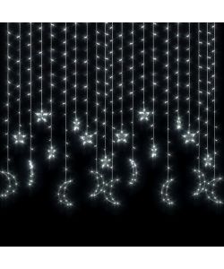 Luci Fatate Stella e Luna con Telecomando 345 LED Bianco Freddo