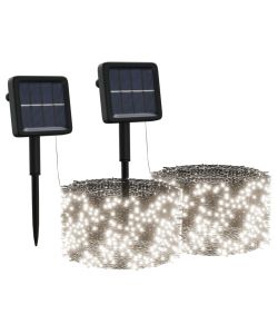 Luci Solari Fatate 2 pz 2x200 LED Bianco Freddo Interni Esterni