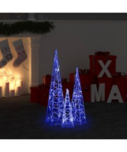 Set Coni Luce LED Decorativi Acrilici Blu 30/45/60cm