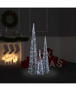 Set Coni Luce LED Acrilico Decorativo Bianco Freddo 60/90/120cm