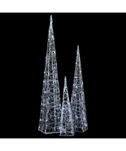 Set Coni Luce LED Acrilico Decorativo Bianco Freddo 60/90/120cm