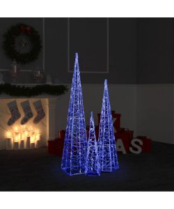 Set Coni di Luce LED Acrilico Decorativo Blu 60/90/120 cm