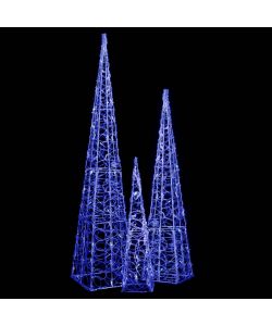 Set Coni di Luce LED Acrilico Decorativo Blu 60/90/120 cm