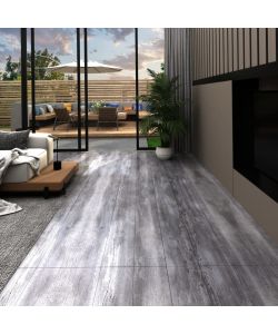 Listoni Autoadesivi in PVC 5,21 mq 2 mm Legno Grigio Opaco