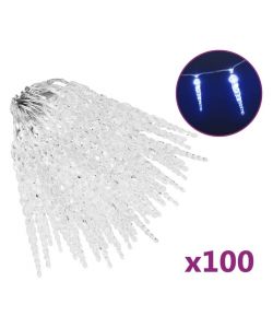 Luci Natale a Ghiacciolo 100 pz Blu in Acrilico