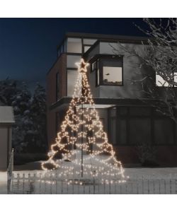 Albero di Natale con Palo in Metallo 500 LED Bianco Caldo 3 m