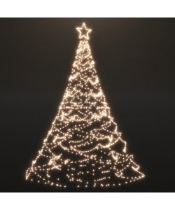 Albero di Natale con Palo in Metallo 1400 LED Bianco Caldo 5 m