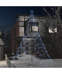 Albero di Natale con Palo in Metallo 1400 LED Bianco Freddo 5 m