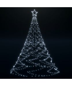 Albero di Natale con Palo in Metallo 1400 LED Bianco Freddo 5 m