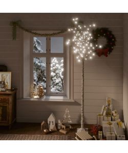 Albero Natale 200 LED 2,2m Salice Bianco Freddo Interno Esterno