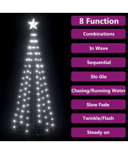 Albero di Natale a Cono Bianco Freddo con 100 LED 70x180 cm