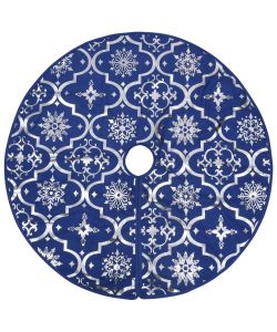 Gonna Albero Natale Raffinata con Calza Blu in Tessuto 90 cm
