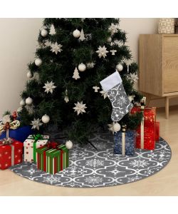 Gonna Albero Natale Raffinata con Calza Grigia in Tessuto 90 cm
