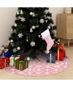 Gonna Albero Natale Raffinata con Calza Rosa Tessuto 122 cm