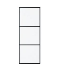Porta Scorrevole in Vetro ESG e Alluminio 76x205 cm Nera 151008