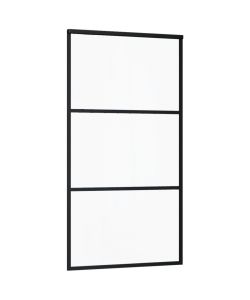 Porta Scorrevole in Vetro ESG e Alluminio 102x205 cm Nera 151010