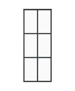 Porta Scorrevole in Vetro ESG e Alluminio 76x205 cm Nera 151011