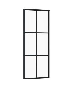 Porta Scorrevole in Vetro ESG e Alluminio 76x205 cm Nera 151011