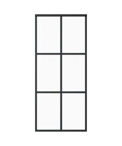 Porta Scorrevole in Vetro ESG e Alluminio 90x205 cm Nera 151012