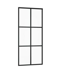 Porta Scorrevole in Vetro ESG e Alluminio 90x205 cm Nera 151012