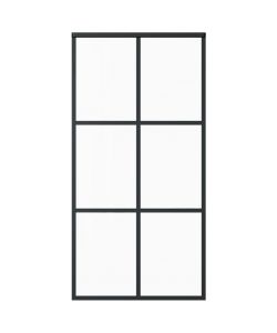Porta Scorrevole in Vetro ESG e Alluminio 102x205 cm Nera