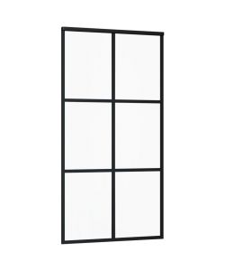 Porta Scorrevole in Vetro ESG e Alluminio 102x205 cm Nera
