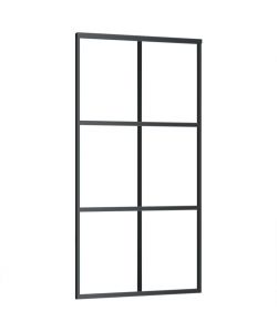 Porta Scorrevole in Vetro ESG e Alluminio 102x205 cm Nera