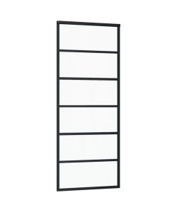 Porta Scorrevole in Vetro ESG e Alluminio 76x205 cm Nera 151014