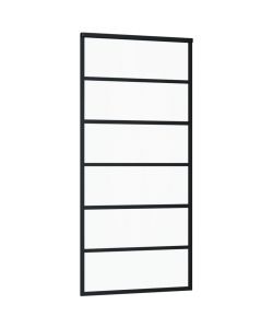 Porta Scorrevole in Vetro ESG e Alluminio 90x205 cm Nera 151015