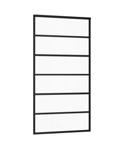 Porta Scorrevole in Vetro ESG e Alluminio 102x205 cm Nera