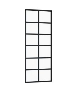 Porta Scorrevole in Vetro ESG e Alluminio 76x205 cm Nera
