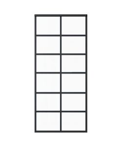 Porta Scorrevole in Vetro ESG e Alluminio 90x205 cm Nera 151018