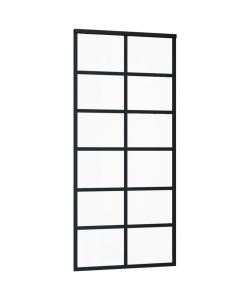 Porta Scorrevole in Vetro ESG e Alluminio 90x205 cm Nera 151018