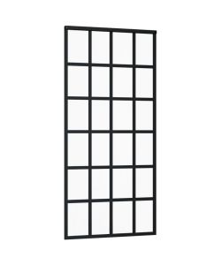 Porta Scorrevole in Vetro ESG e Alluminio 90x205 cm Nera