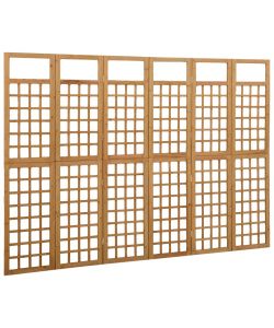 vidaXL Divisorio 6 Pannelli in Legno Massello di Abete 242,5x180 cm - Separ per Stanza e Patio - Supporto per Piante - Colore Marrone