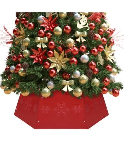 Gonna Per Albero Di Natale Rossa 66 Cm - Forma Esagonale, Pieghevole, In Poliestere, Per Base Albero Fino A 8 Piedi