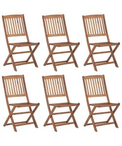 Sedie da Giardino Pieghevoli 6 pz in Legno Massello di Acacia