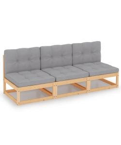 Divano a 3 Posti con Cuscini Legno Massello di Pino 3076349