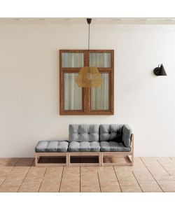 Set Divani da Giardino 3 pz con Cuscini Legno Massello di Pino 3076519